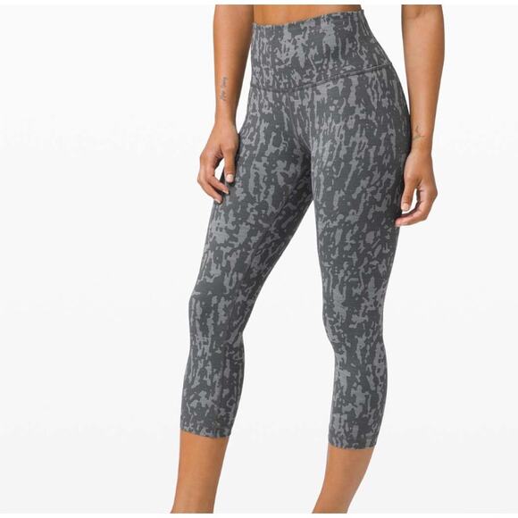 Lululemon Wunder Train Crop 21" Heathered PU Asphalt Grey Women's Size 6 - Picture 1 of 4